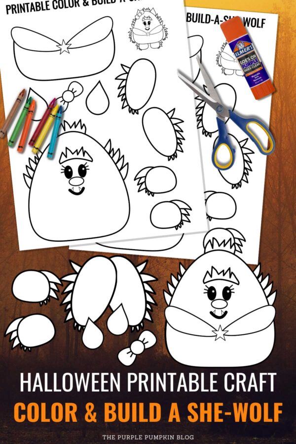 Halloween Printable Craft! Color & Build a She-Wolf!