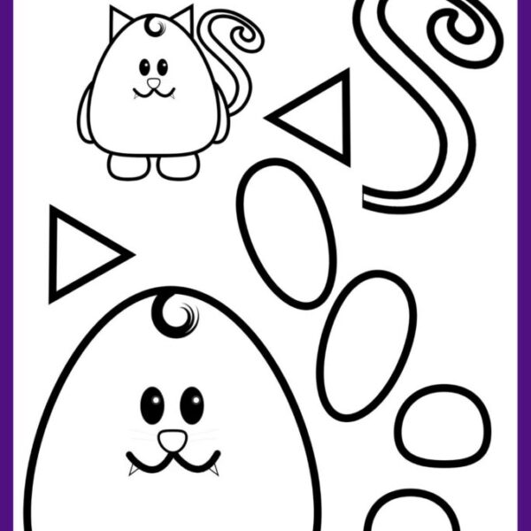 Printable Color & Build a Cat for Halloween