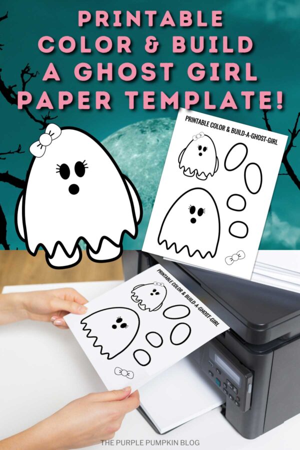 Printable Color & Build a Ghost Girl Paper Template