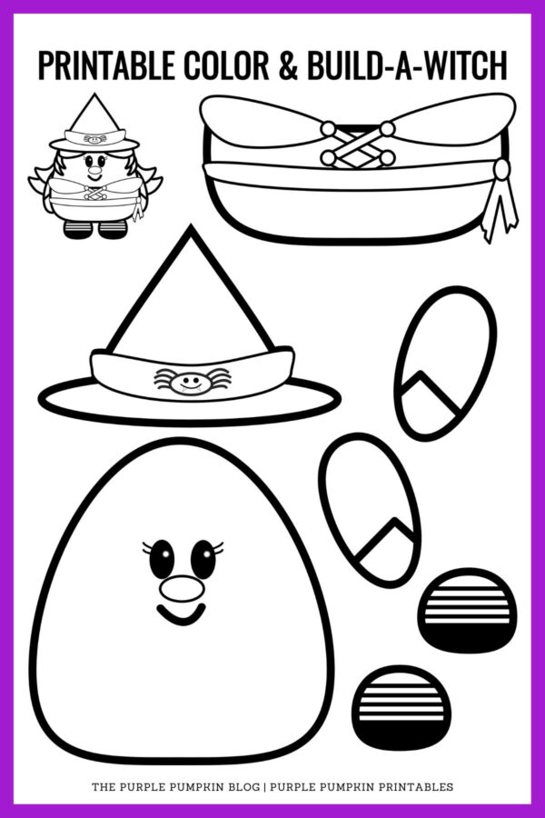 Printable Color & Build-a-Witch