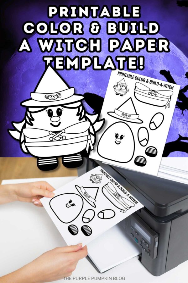 Printable Color & Build a Witch Paper Template