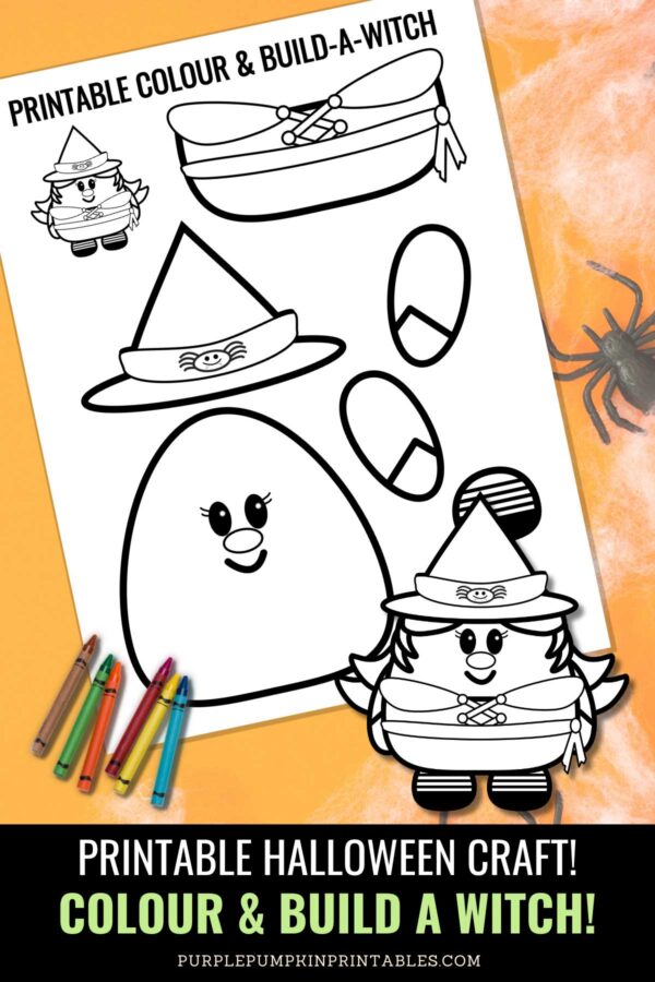 Printable Halloween Craft - Colour & Build a Witch