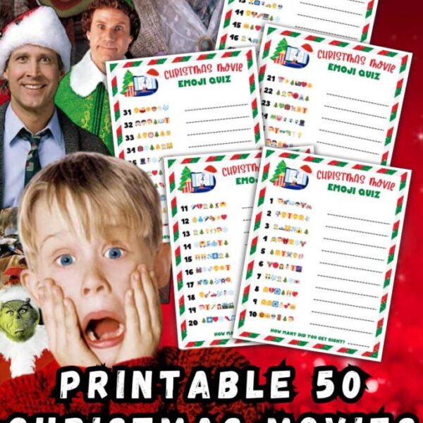 Printable 50 Christmas Movies Emoji Game (Emoji Pictionary)