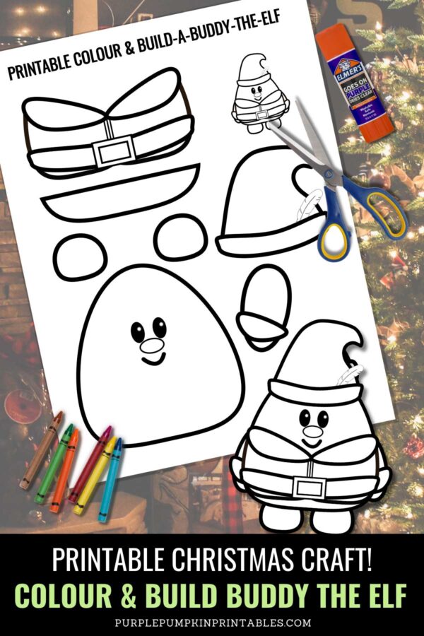 Printable Christmas Craft - Colour & Build Buddy the Elf