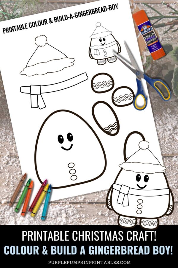 Printable Christmas Craft - Colour & Build a Gingerbread Boy
