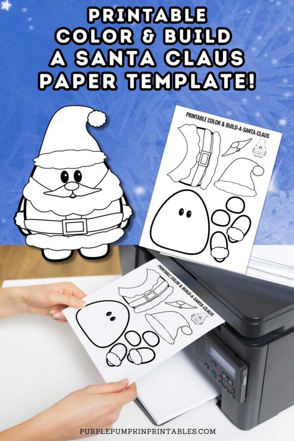 Printable Color & Build A Santa Claus Paper Template