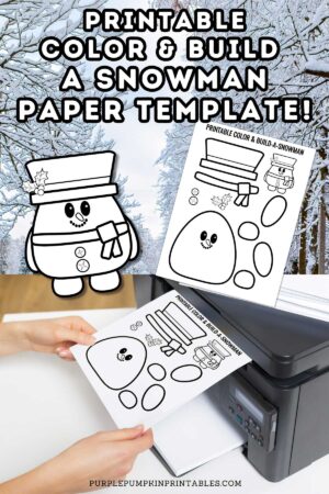 Printable Color & Build A Snowman Paper Template