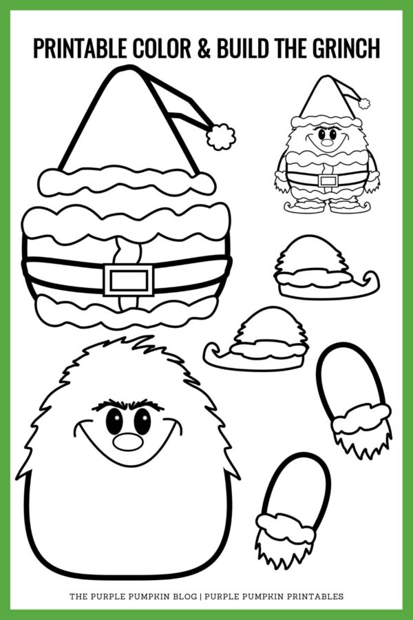 Printable Color & Build The Grinch