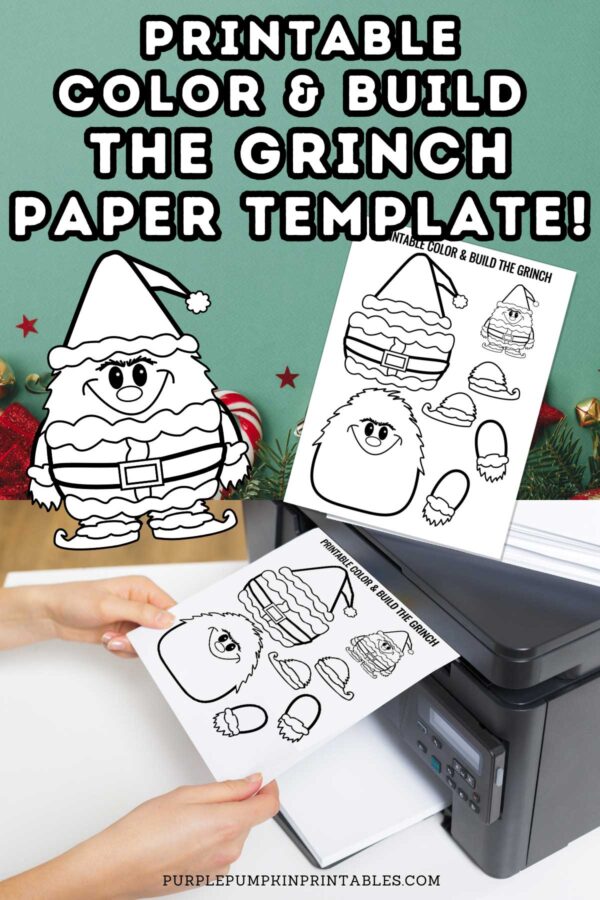 Printable Color & Build The Grinch Paper Template