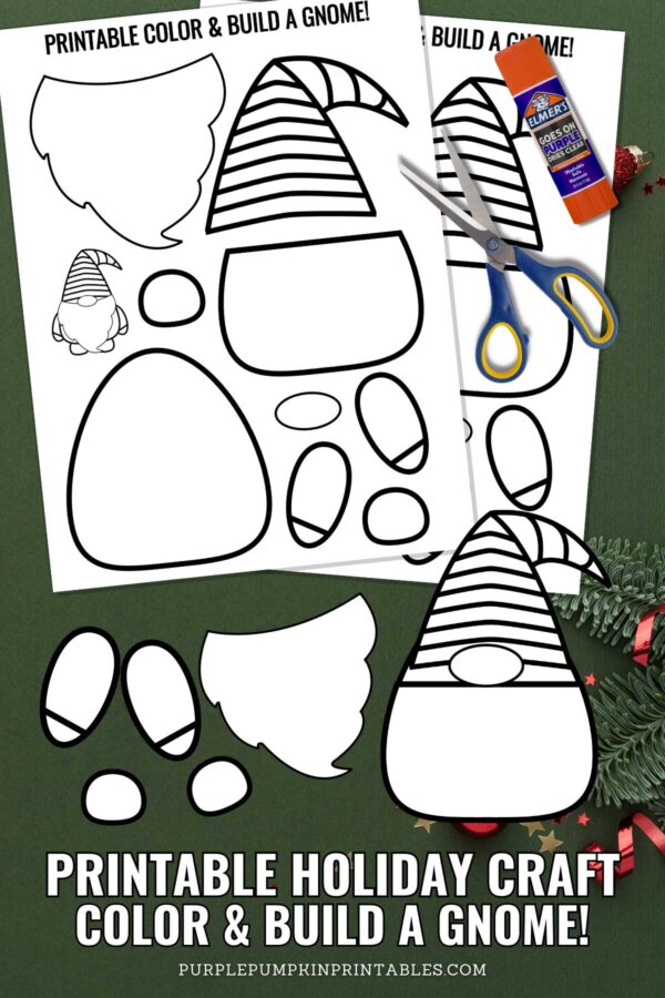 Printable Color & Build a Christmas Gnome