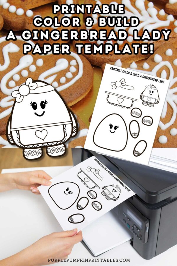 Printable Color & Build a Gingerbread Lady Paper Template
