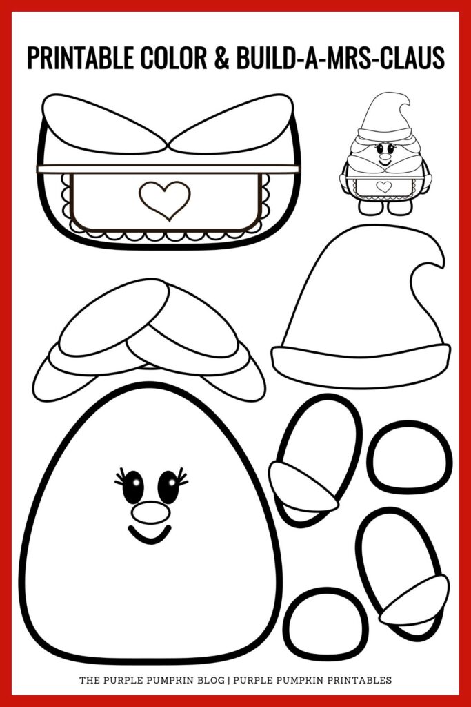 Printable Color &amp; Build Mrs Claus