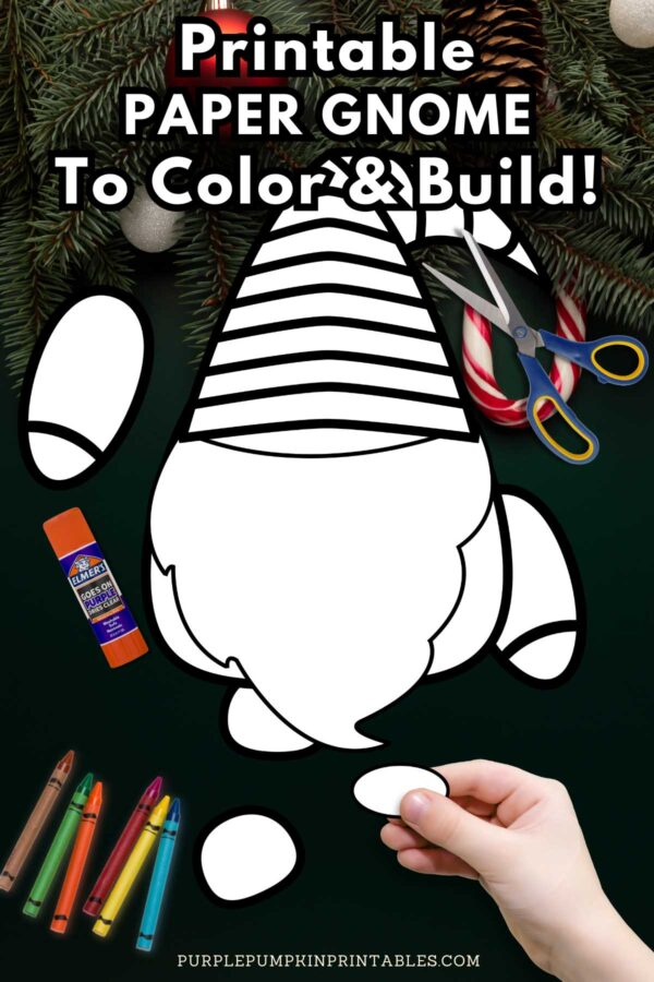 Printable Colour & Build a Christmas Gnome