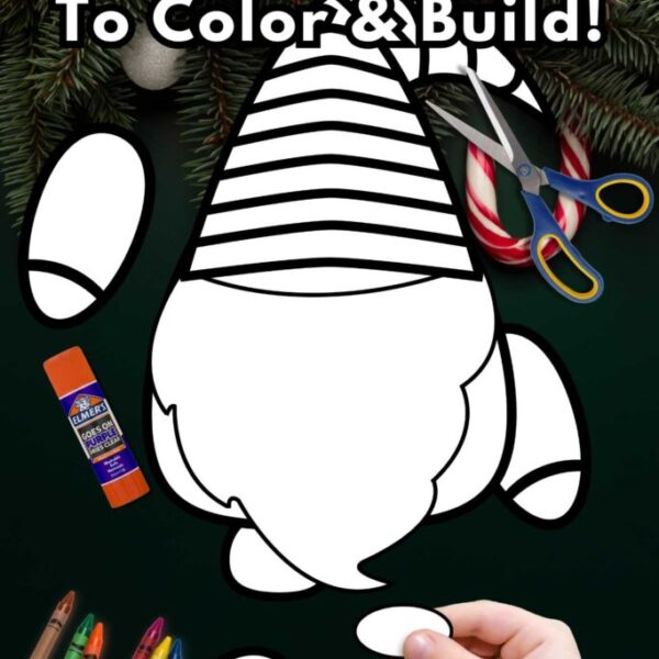 Printable Color & Build a Christmas Gnome (Gonk)