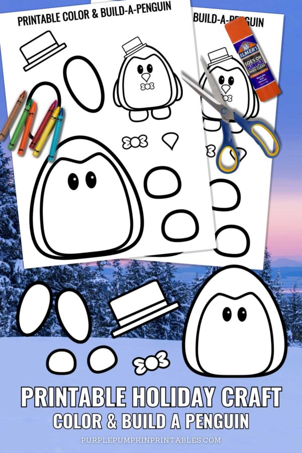 Printable Holiday Craft - Color & Build A Penguin
