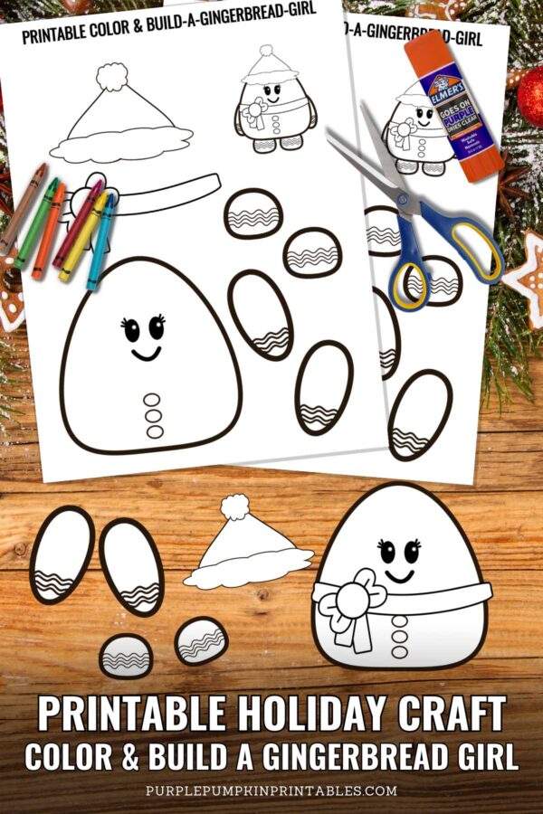 Printable Holiday Craft - Color & Build a Gingerbread Girl