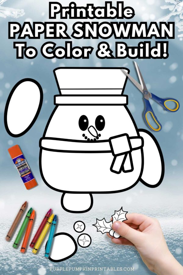 Printable Paper A Snowman To Color & Build