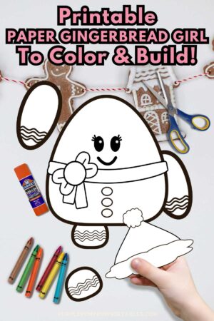 Printable Paper Gingerbread Girl To Color & Build