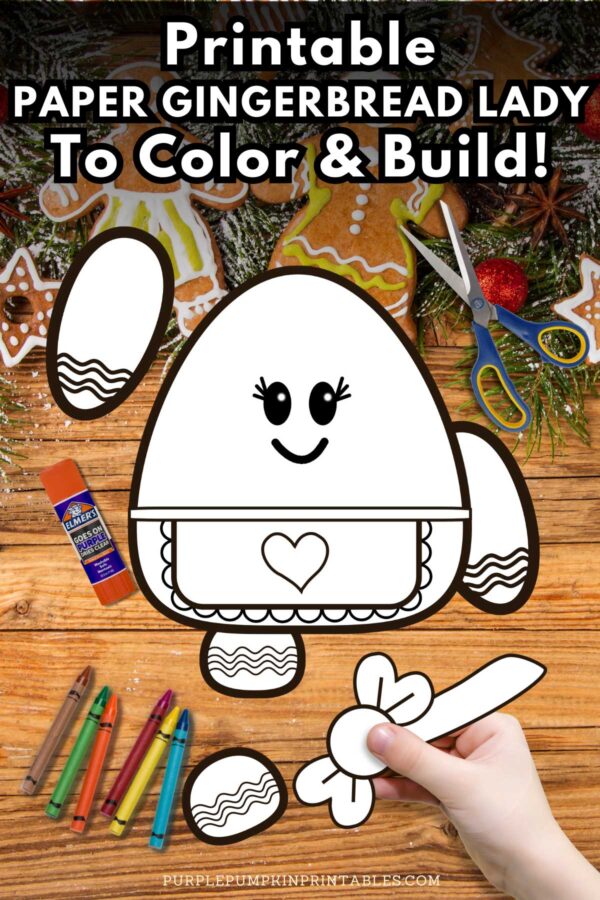 Printable Paper Gingerbread Lady To Color & Build