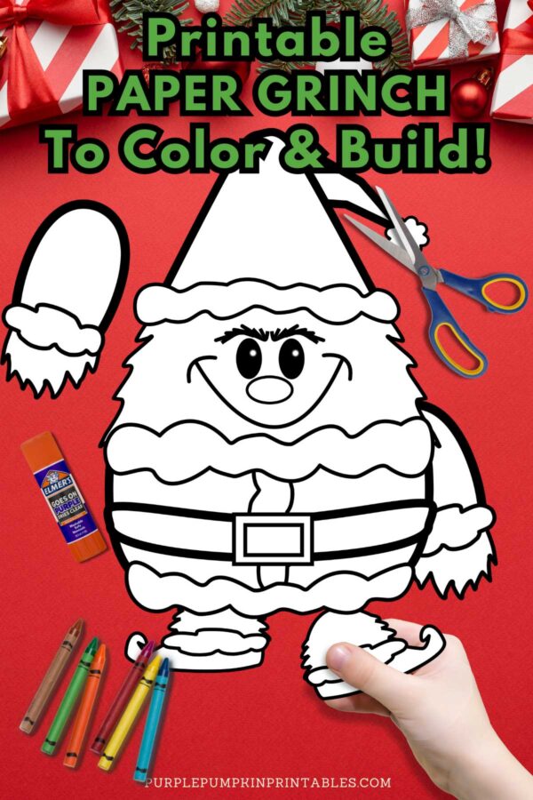 Printable Paper Grinch To Color & Build