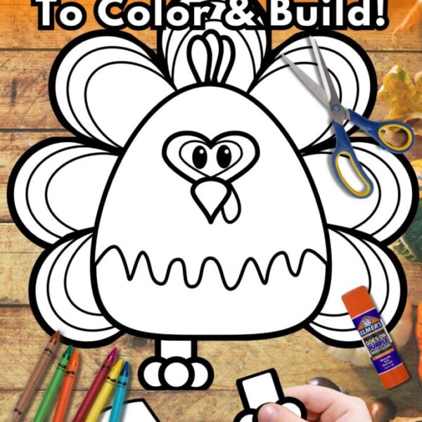Printable Color & Build a Turkey for Thanksgiving and Christmas