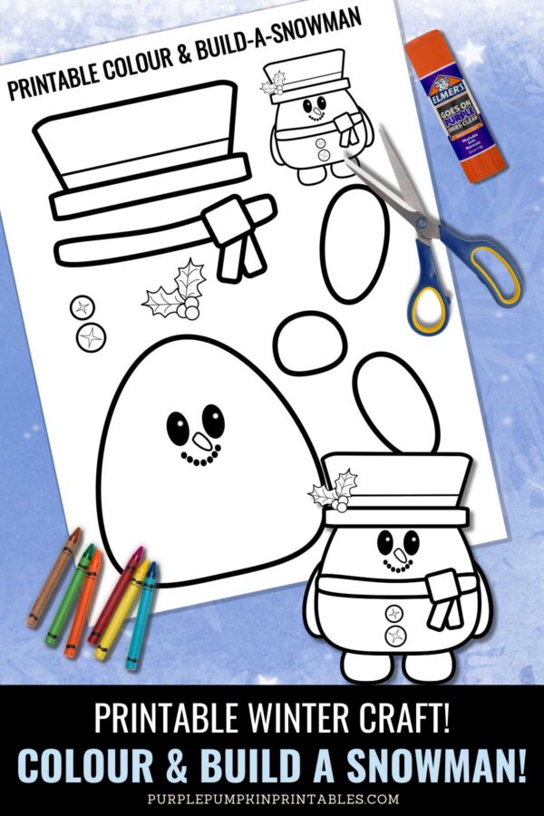 Printable Winter Craft - Colour & Build A Snowman
