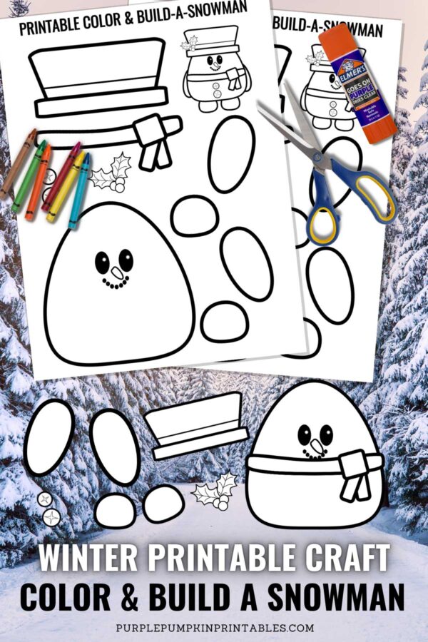Winter Printable Craft - Color & Build a Snowman