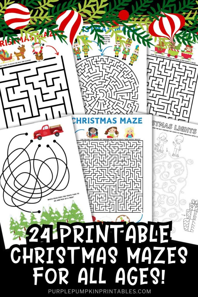 Digital Images of Printable Christmas Mazes for All Ages