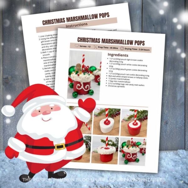 Printable Christmas Marshmallow Pops Recipe Card