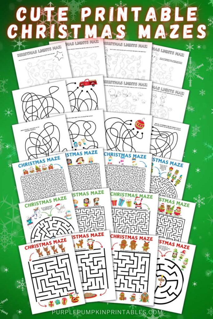 Digital Images of Cute Printable Christmas Mazes