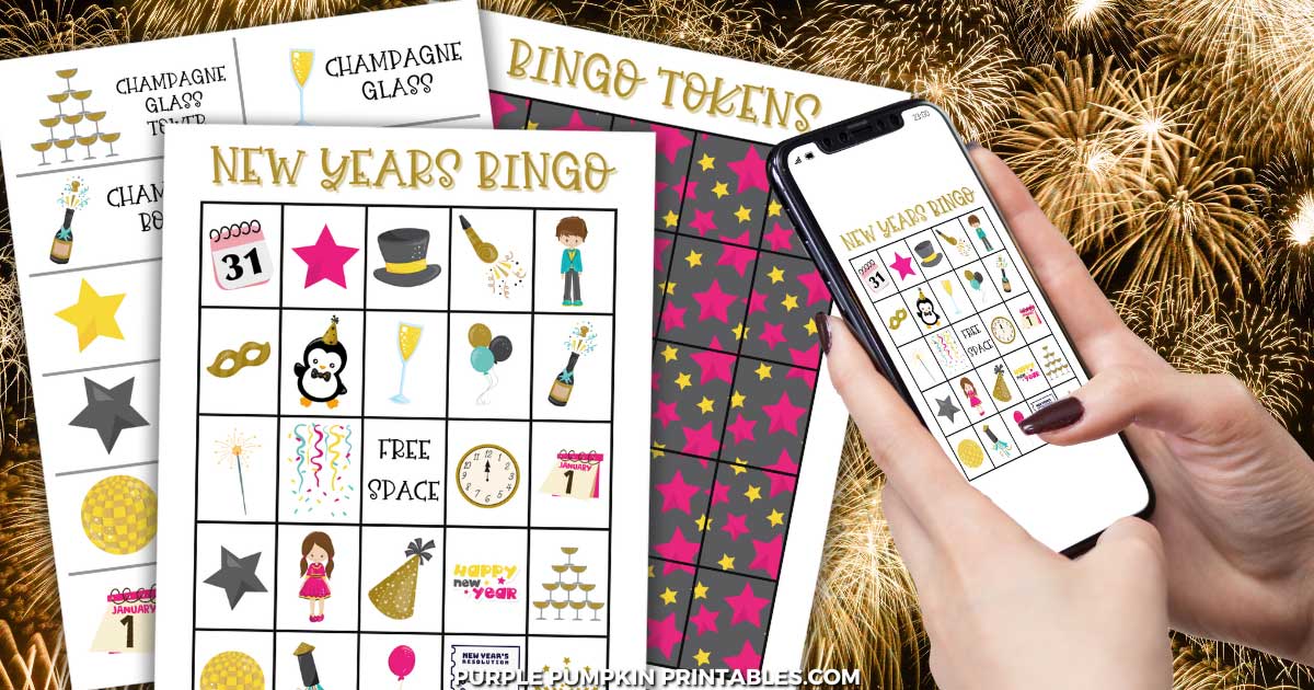 New Years Bingo Printable with Digital Options