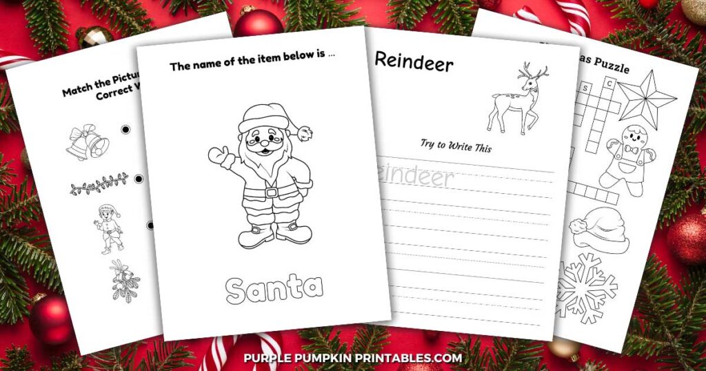 Digital Images of Printable Christmas Activity Pack with 150+ Pages of Activities for Kids