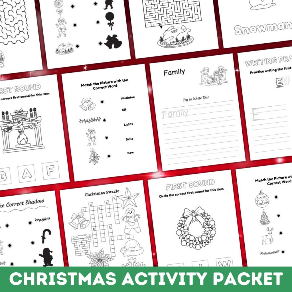 Digital images of Printable Christmas Activity Packet
