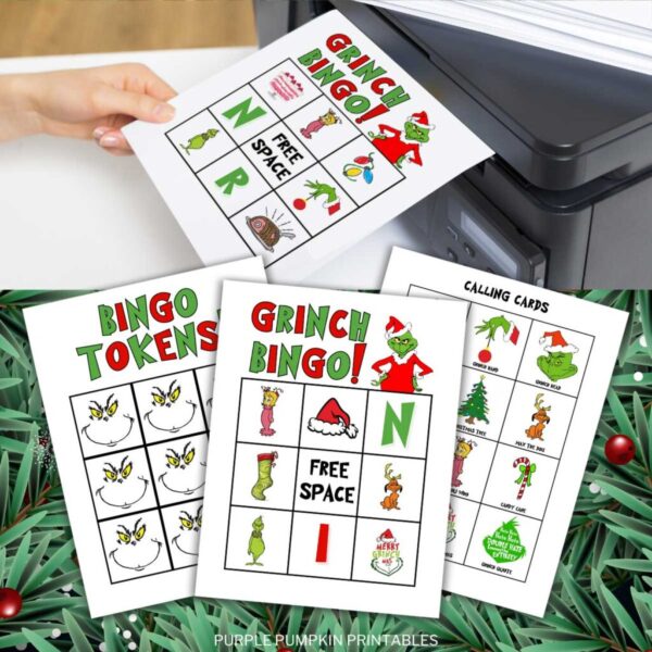 Digital images of Printable Grinch Bingo Game