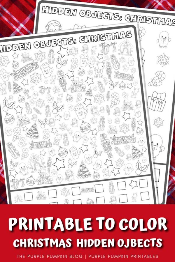 Digital Imges of Printable to Color - Christmas Hidden Objects