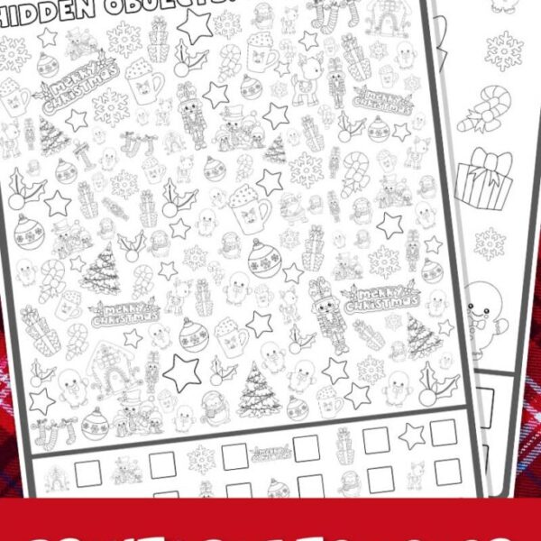 Printable Black and White I Spy Christmas Pages (Hidden Objects)