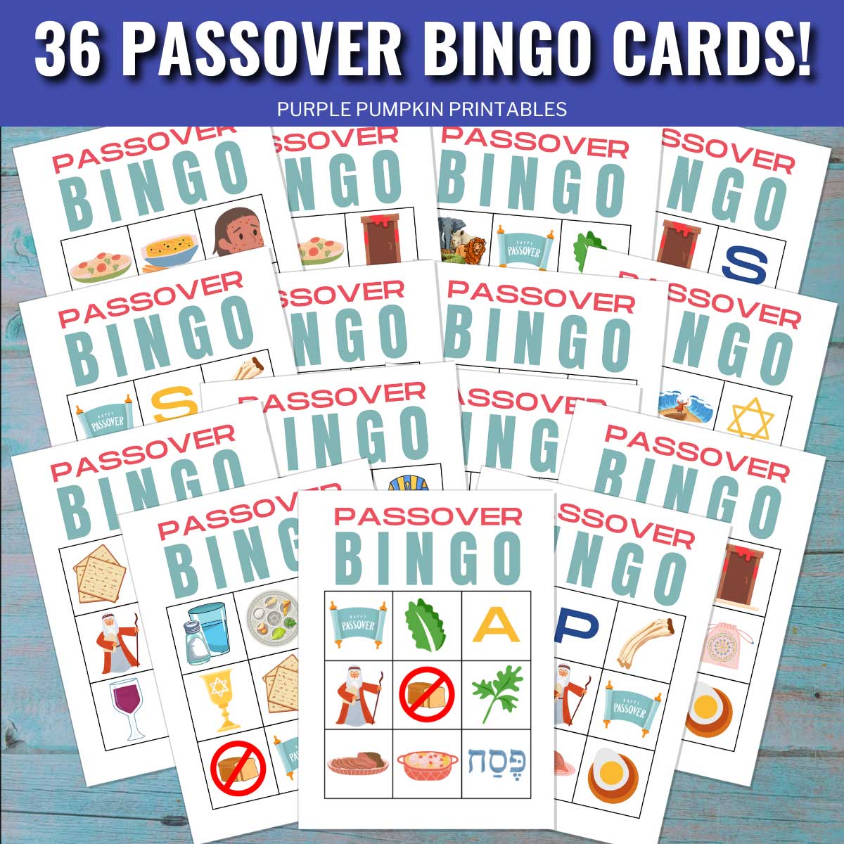 36 Printable Passover Bingo Game Cards