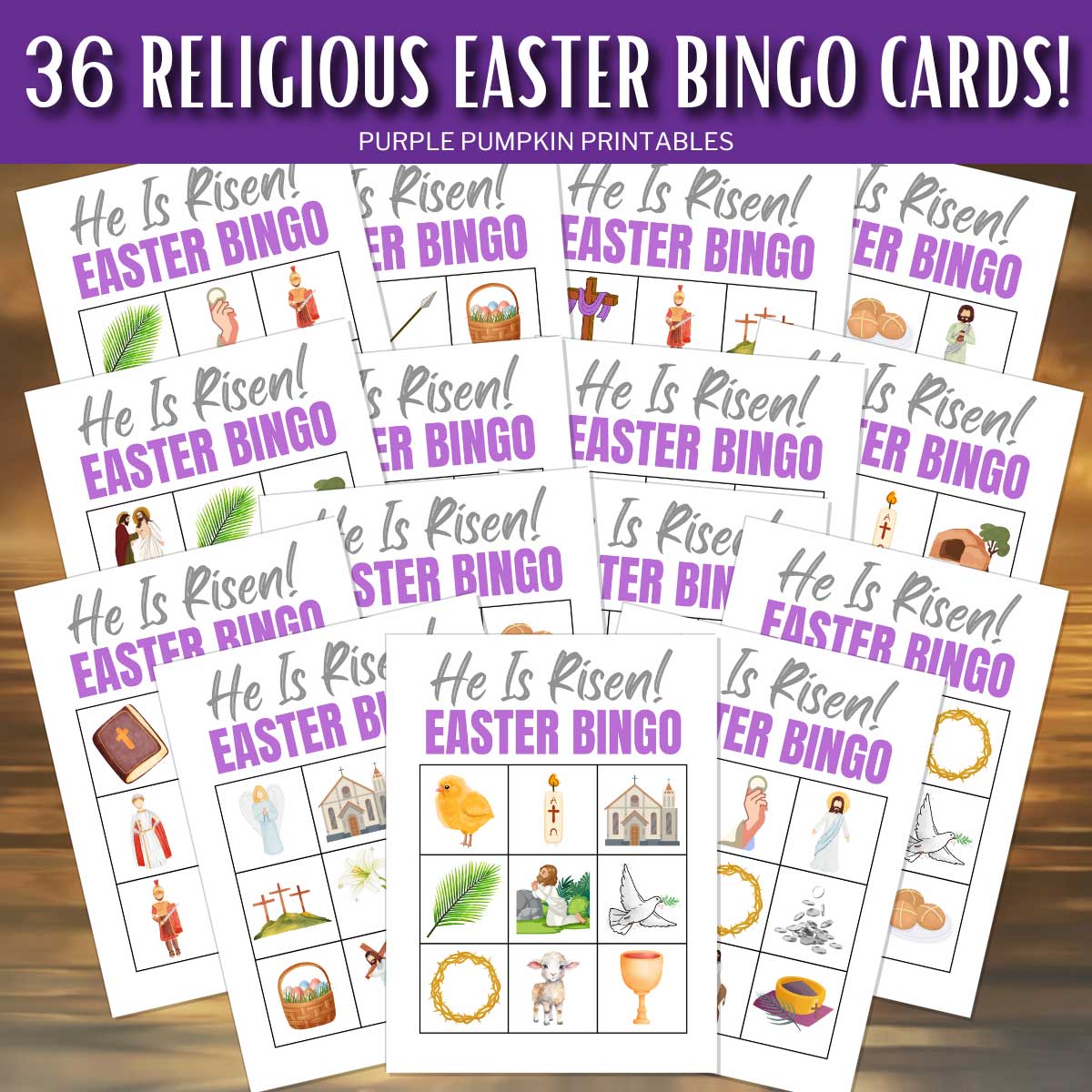 36 Printable Religious Easter Bingo Game Cards