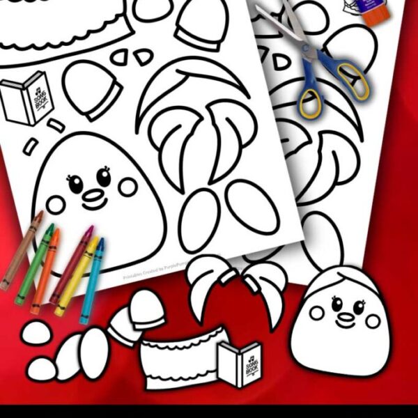 Black and White Printable Choir Girl Paper Template for Christmas