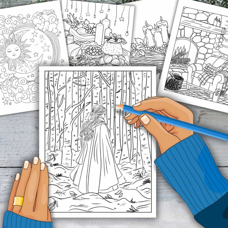 Printable Winter Solstice Coloring Book + Bonus Procreate File!