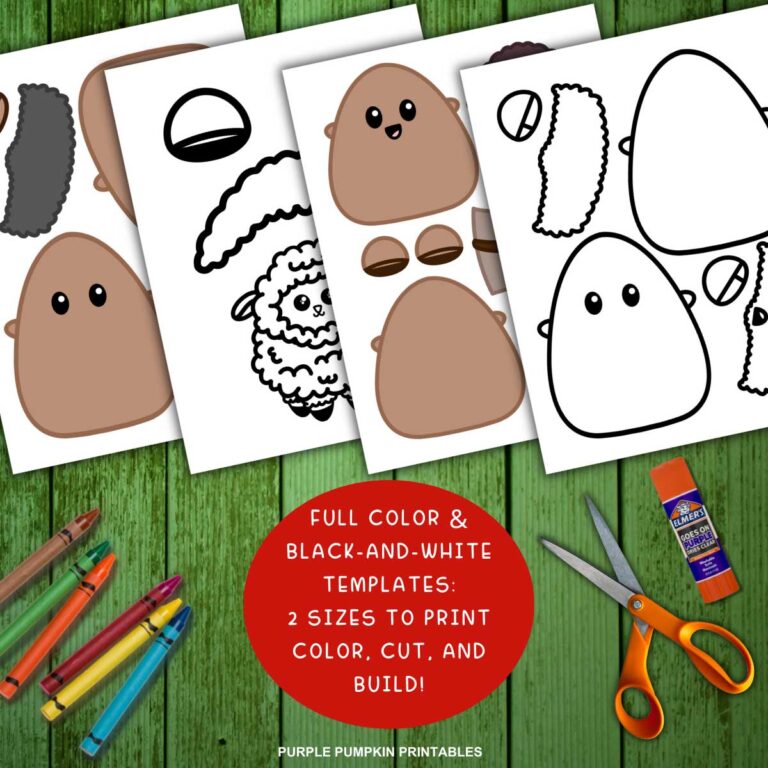 Printable Nativity Shepherds and Sheep Craft to Color and Build