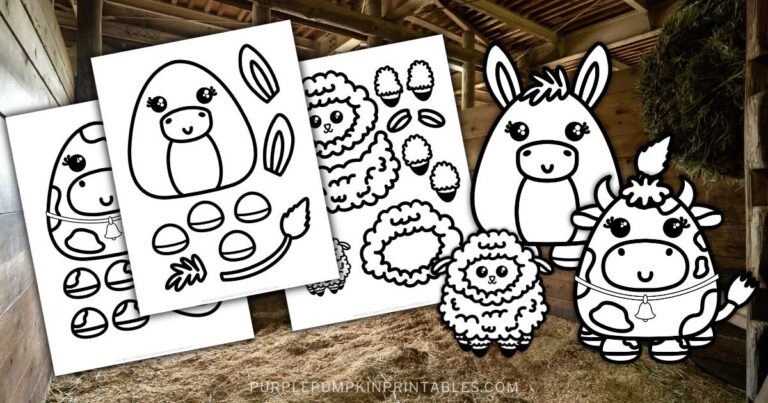 Printable Nativity Stable Animals Paper Craft to Color and Build!