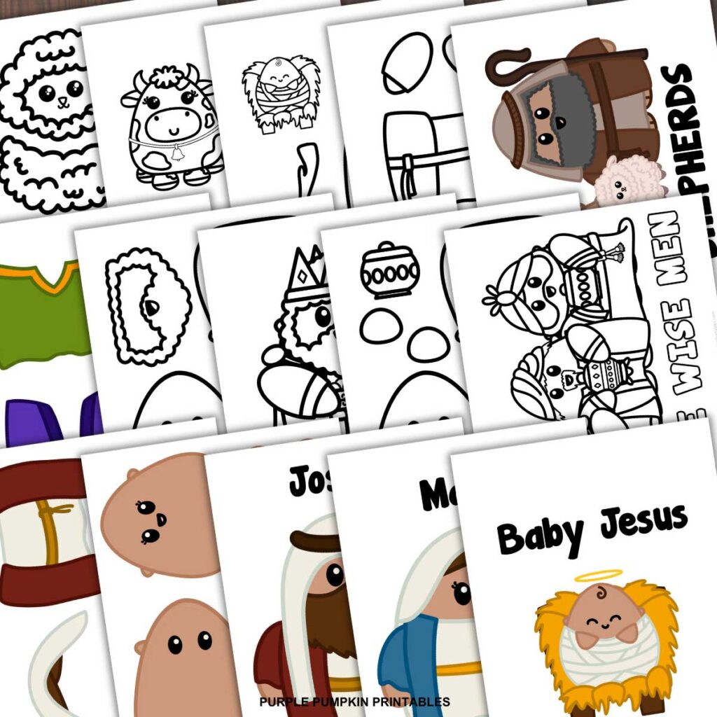 Complete Printable Nativity Paper Craft to Color and Build Bundle