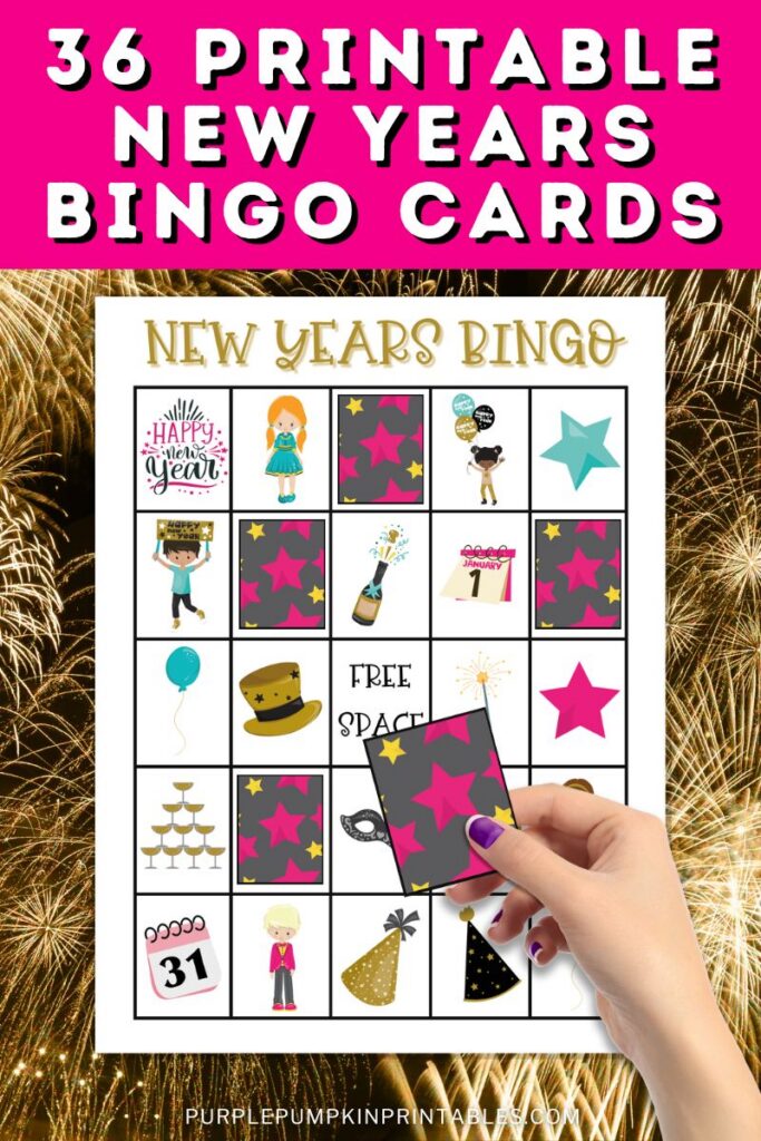 Digital mock-up of New Years Eve bingo cards.